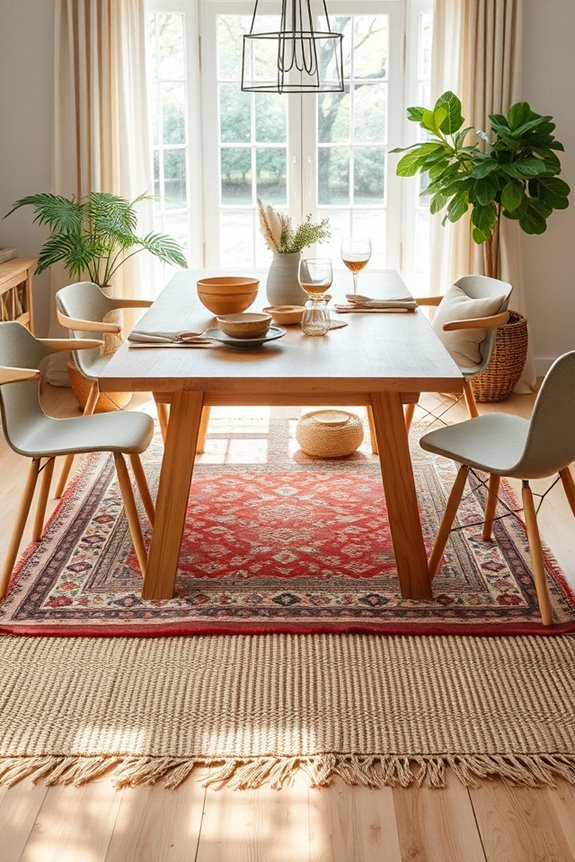 layered warm toned rugs