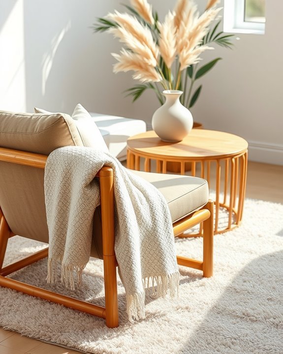 layering bamboo and fabrics