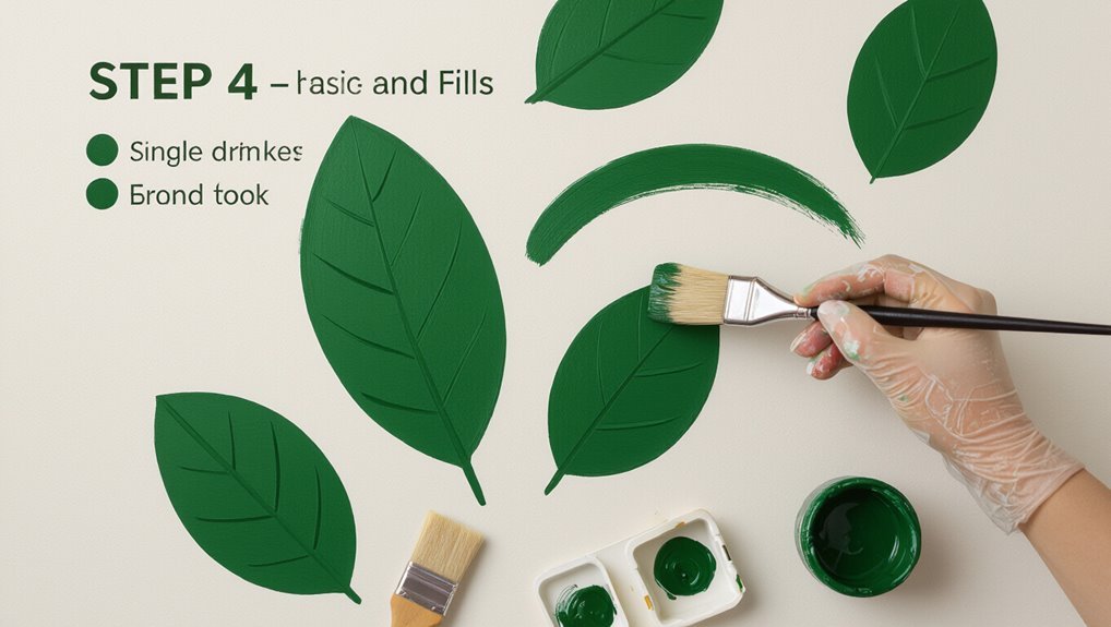 leaf silhouettes with strokes