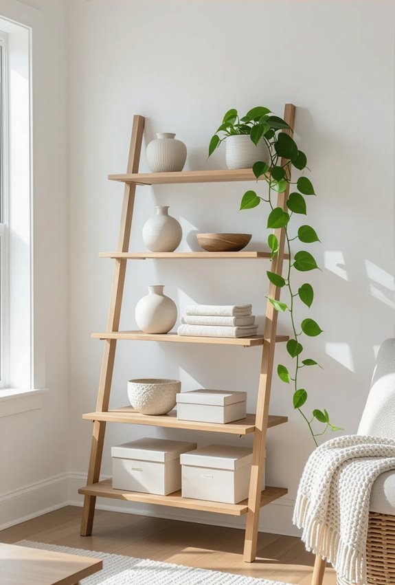 lean ladder style staggered shelving