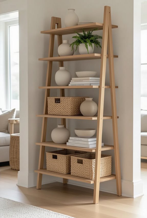 leaning ladder shelf storage