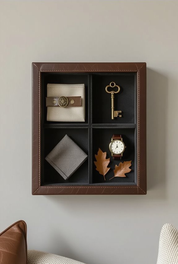 leather trimmed shadowed keepsake display