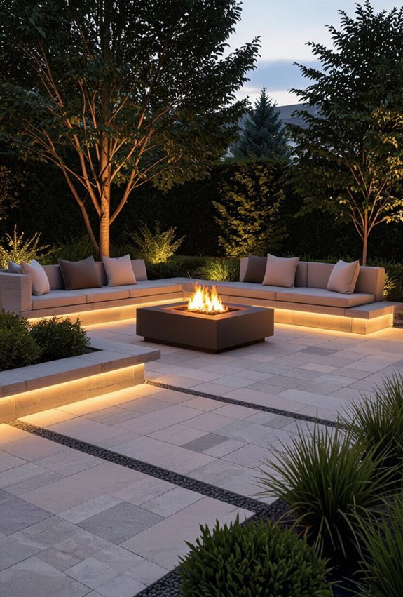 led lit paver patio ambiance