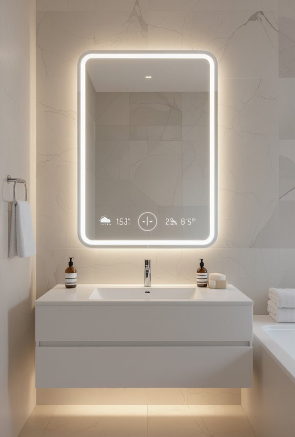 led mirror with weather clock