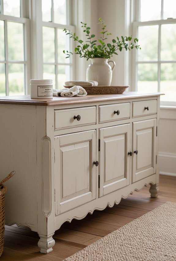 light chalk painted sideboard charm