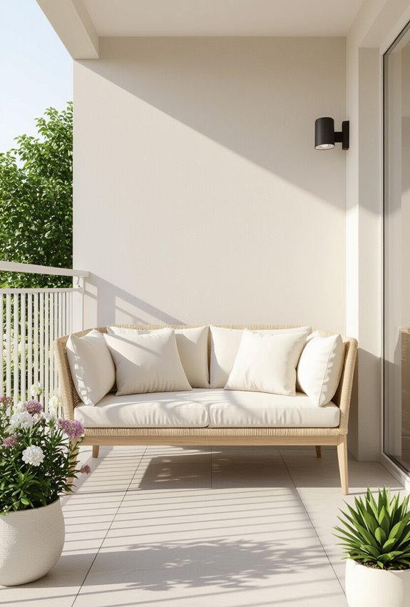light colored reflective balcony furniture