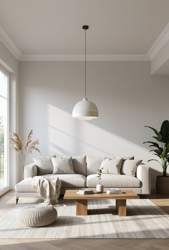 light gray modern ceiling contrast