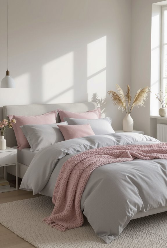 light grey and pink