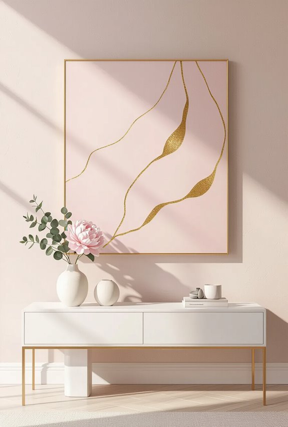 light pink art with gold