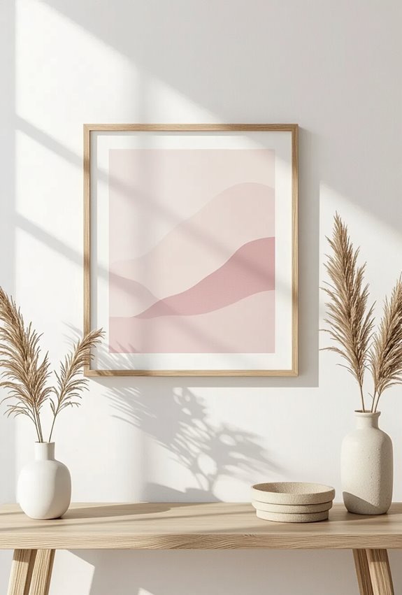 light pink prints natural frames