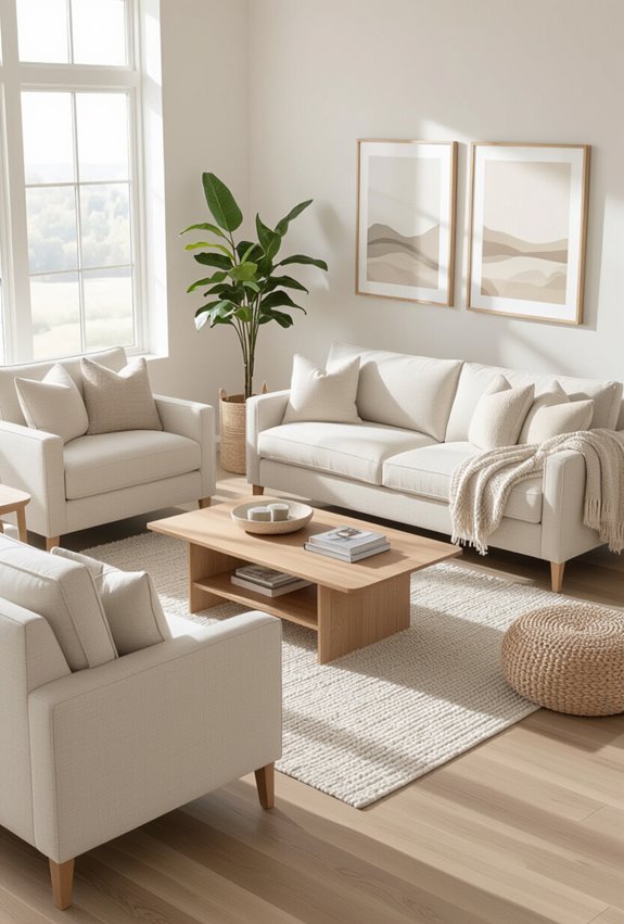 light toned neutral seating trio