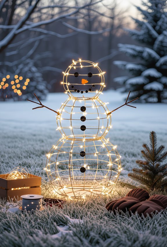 lighted wire frame snowman craft