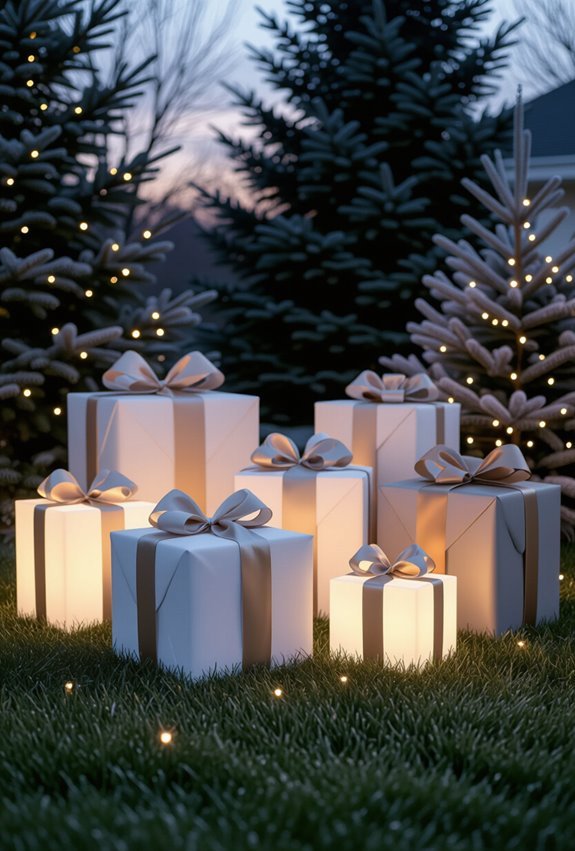 lighted wrapped gift lawn
