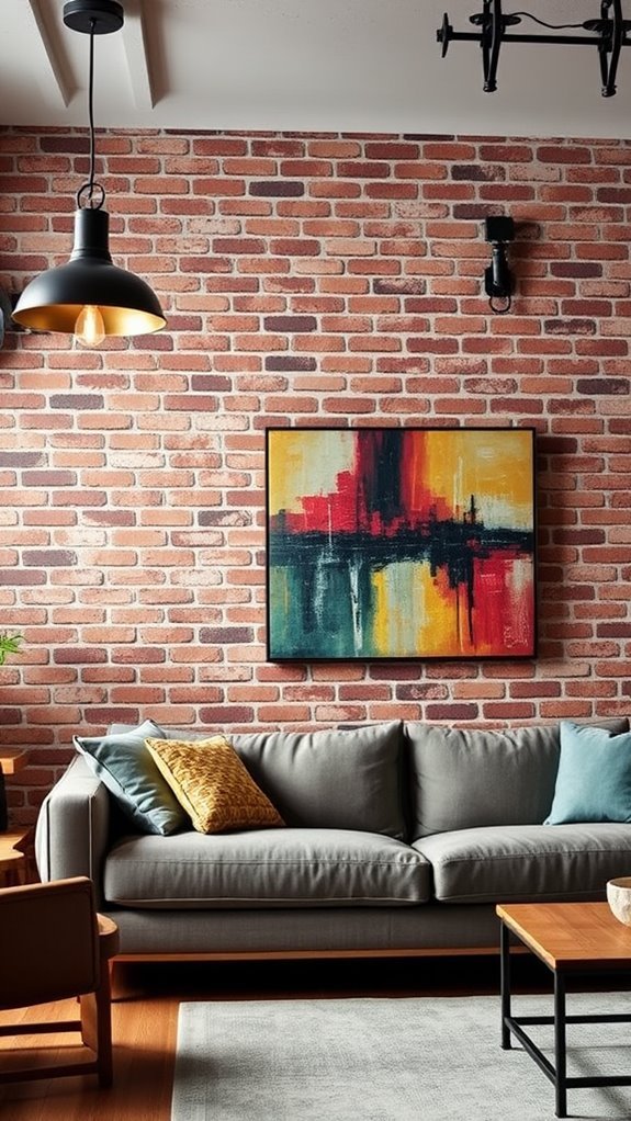 lighting enhances brick wallpaper
