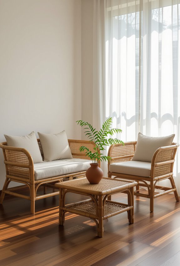lightweight movable cane furniture