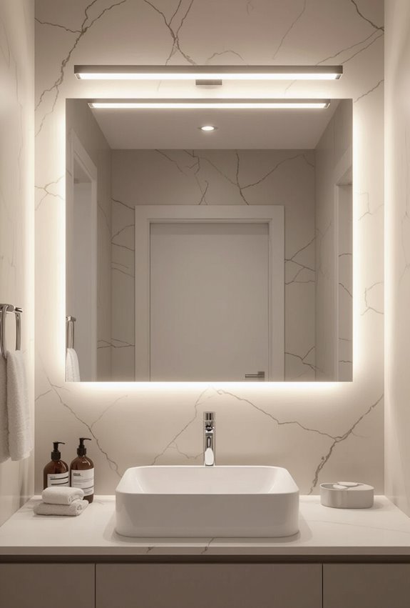 linear full width mirror lighting