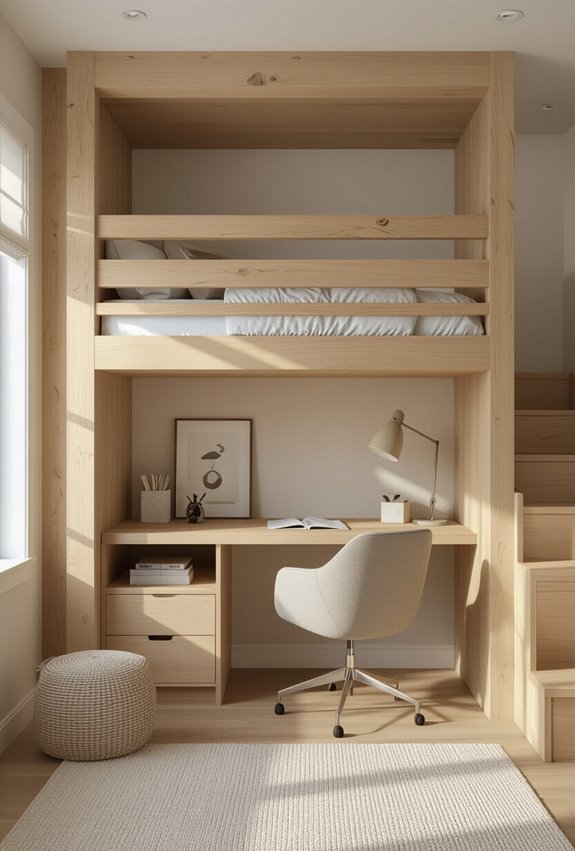 loft bed maximizes floorspace