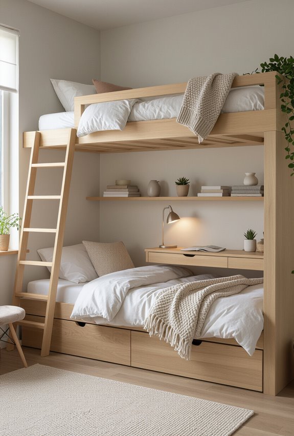 lofted bed creates workspace