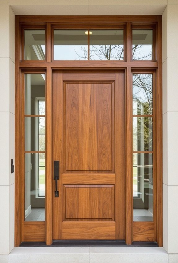 louvered transom enhanced wooden entrance