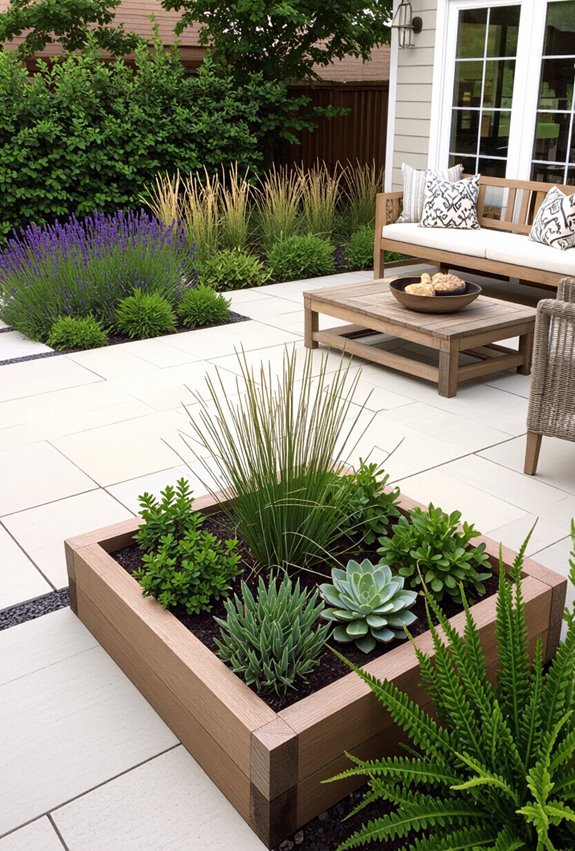low maintenance drought tolerant patio garden