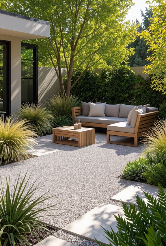 low maintenance gravel patio design