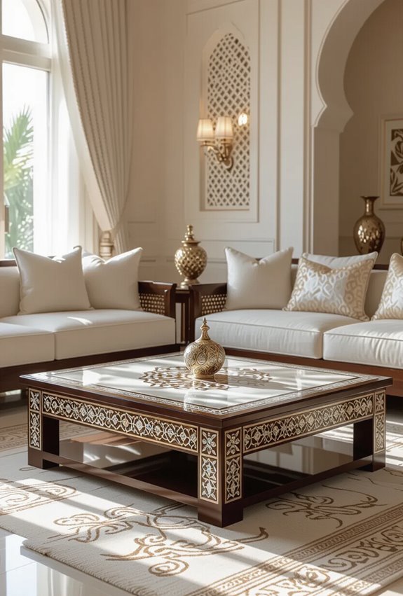 low mother of pearl coffee table