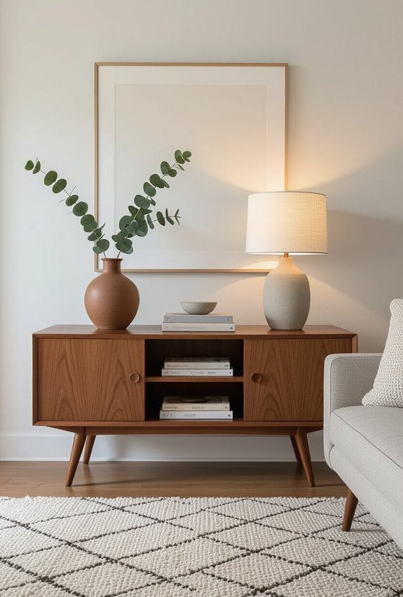 low profile mid century media console