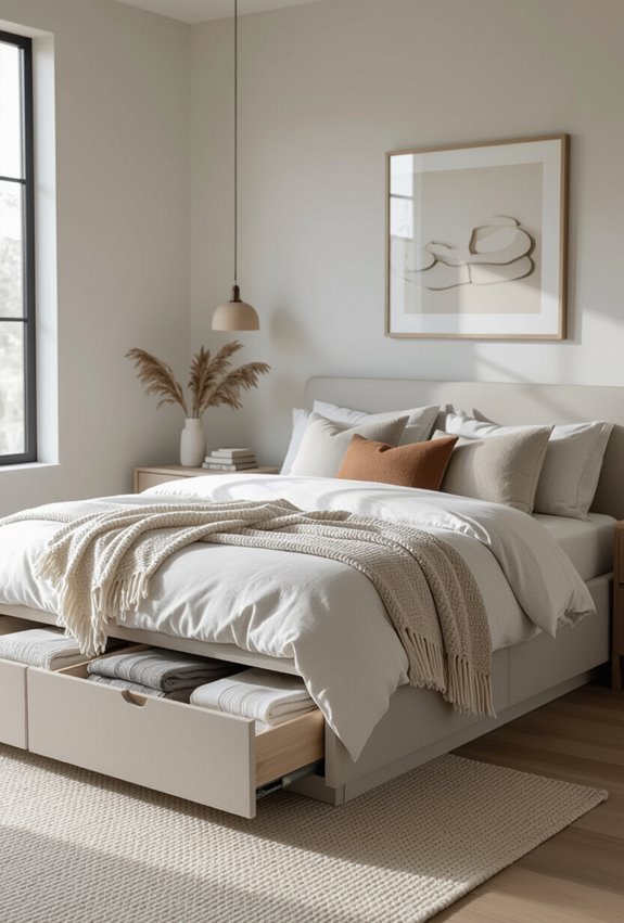 low profile platform bed storage