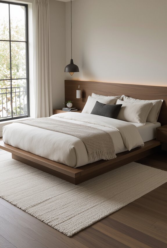 low profile walnut platform bed