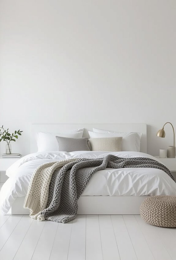 low white platform bed