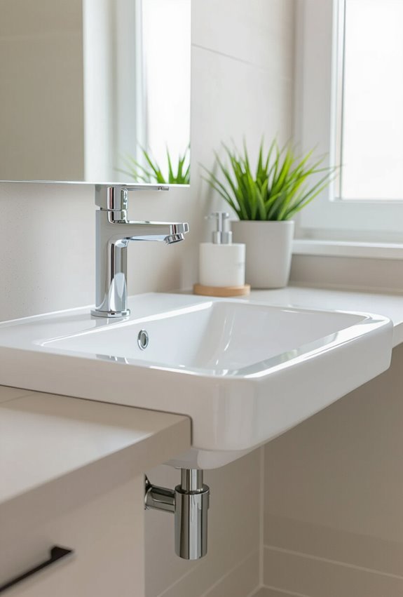 lowered sink with knee clearance