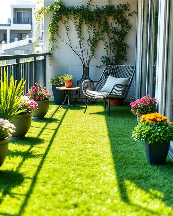 lush balcony with faux turf