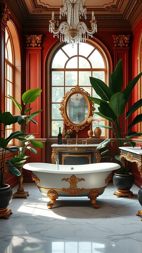 lush baroque bathroom greenery