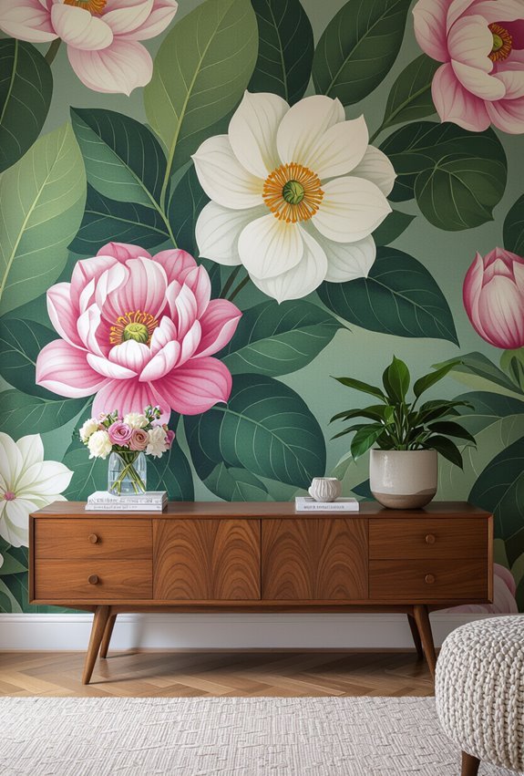 lush botanical oversized floral murals