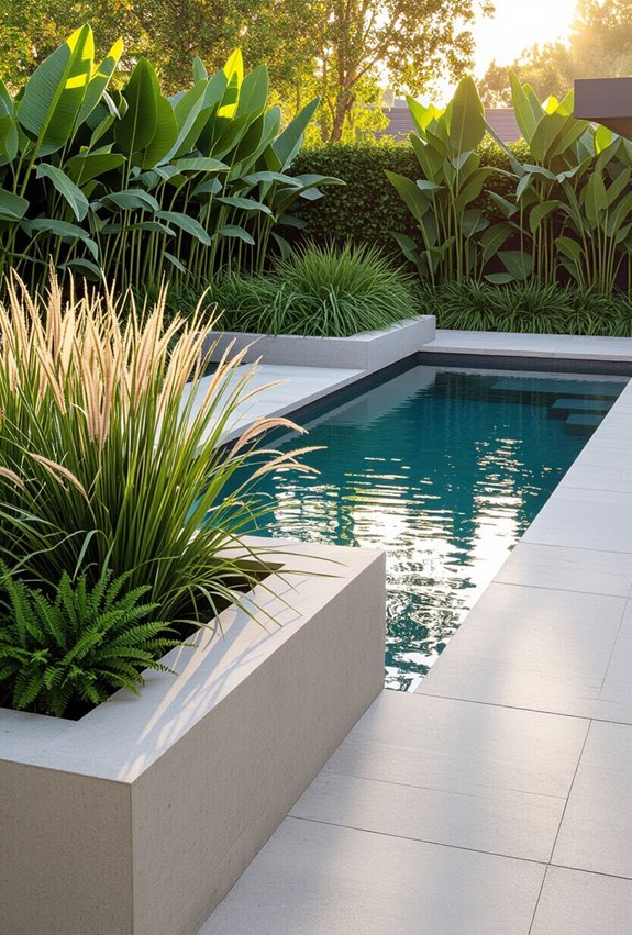 lush native planters for pools