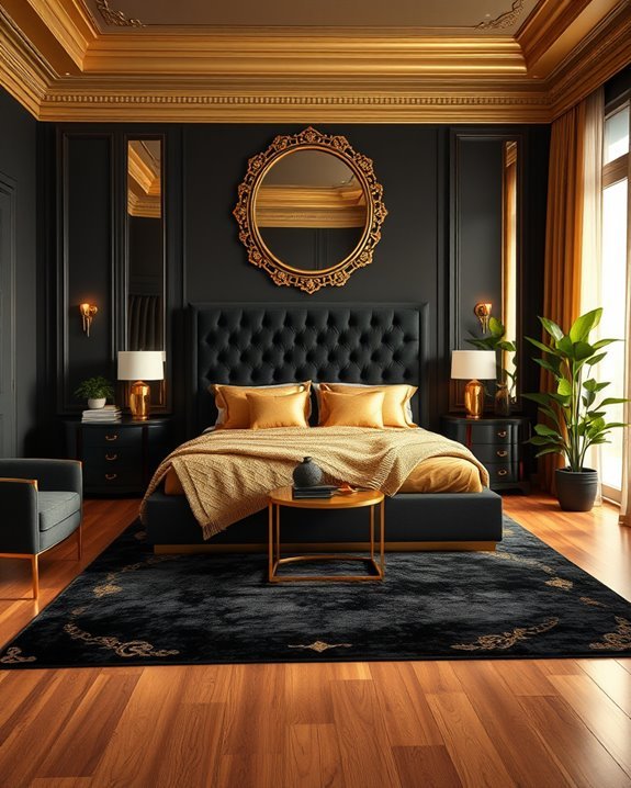 luxurious black and gold decor