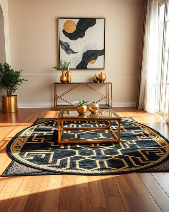 luxurious black and gold rugs