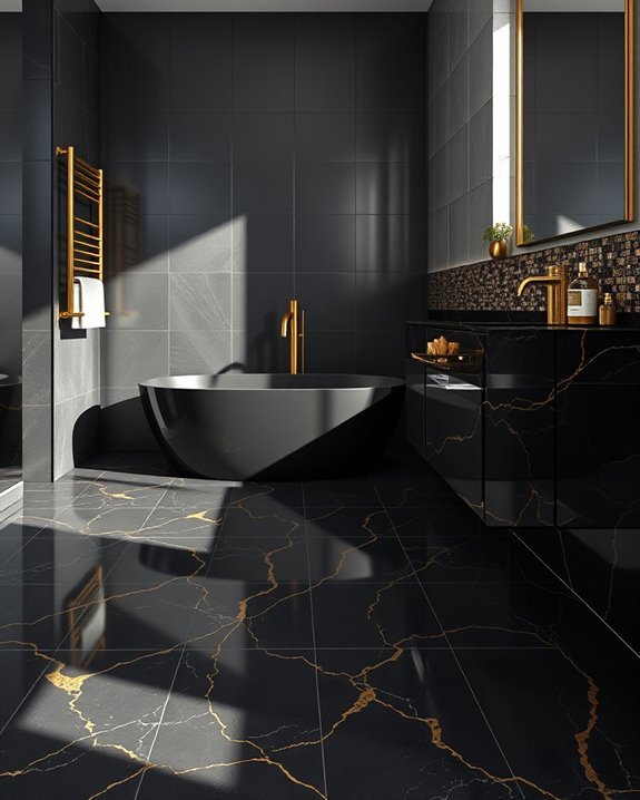 luxurious black and gold tiles