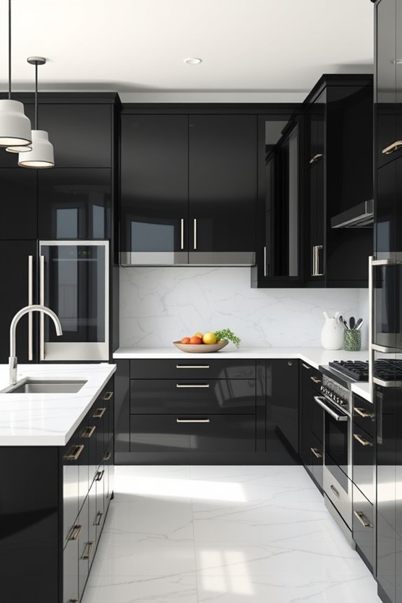 luxurious black cabinets elegance