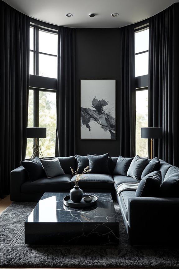 luxurious black curtain elegance