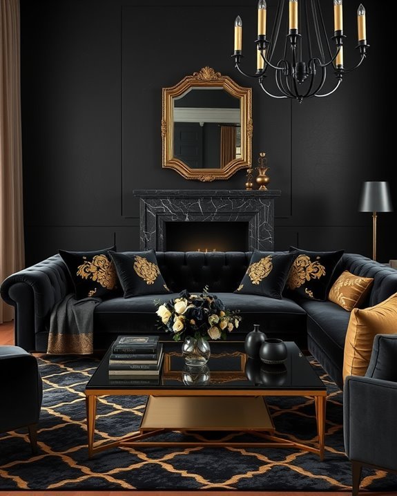luxurious black gold textiles