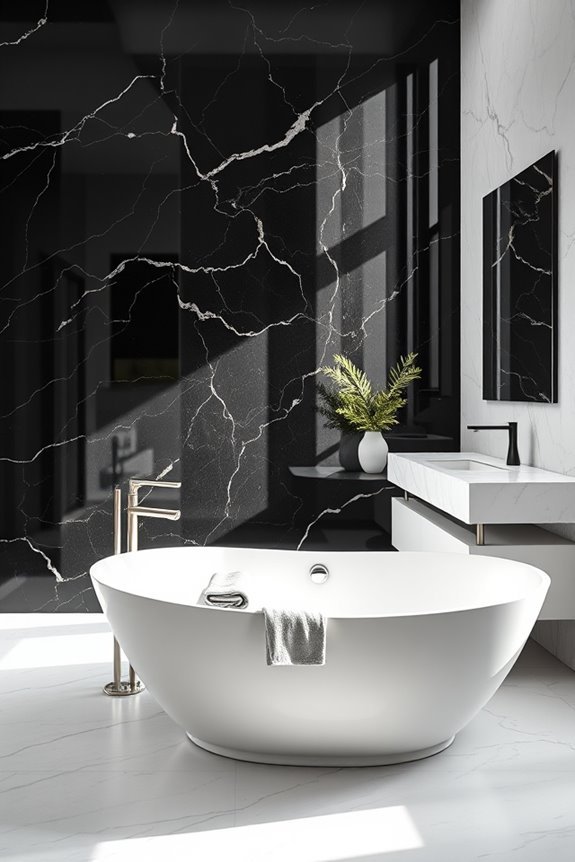 luxurious black granite walls