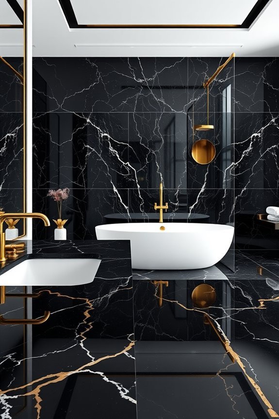 luxurious black marble accents