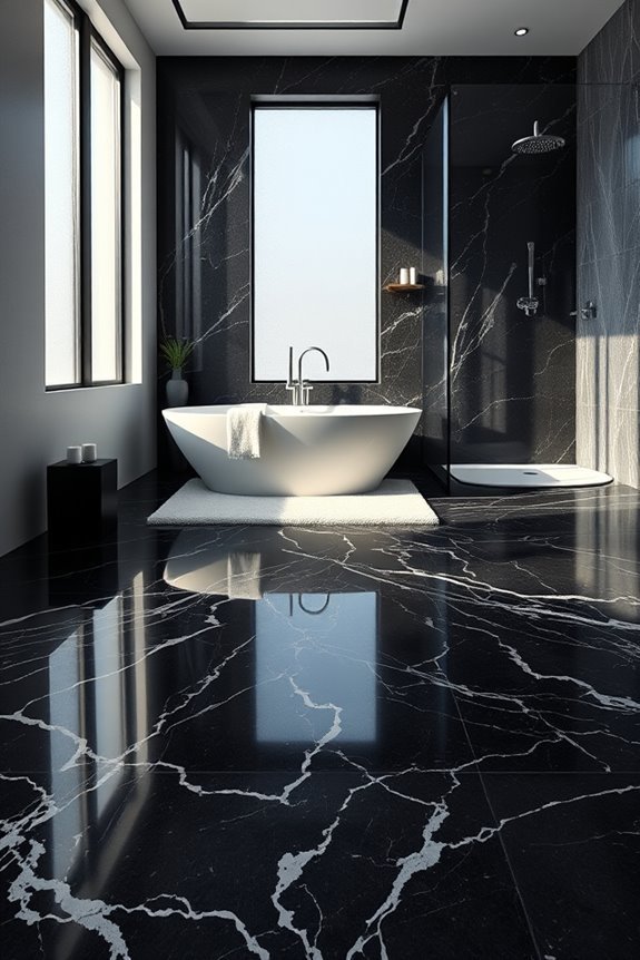 luxurious black marble flooring