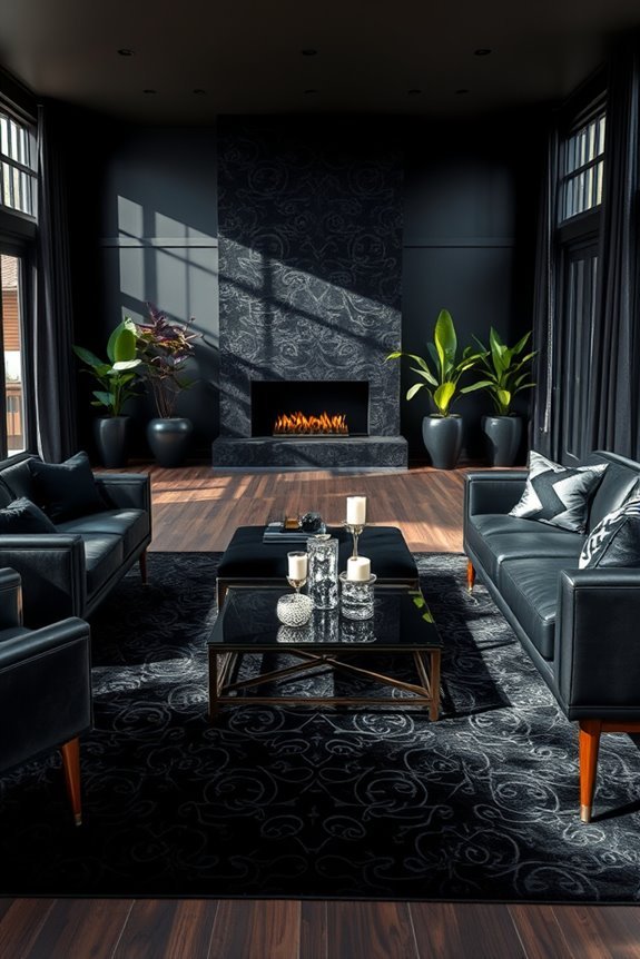 luxurious black textured rugs