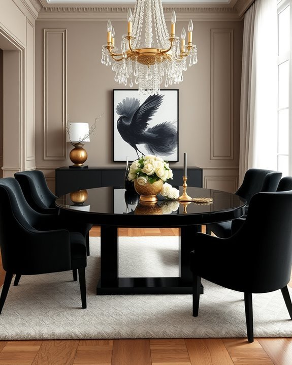 luxurious black velvet accents