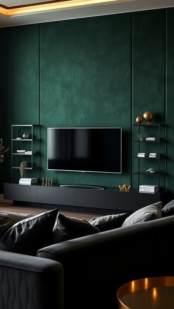 luxurious dark green walls