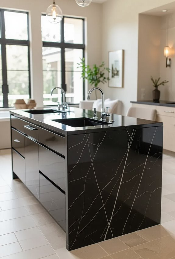 luxurious double black granite island