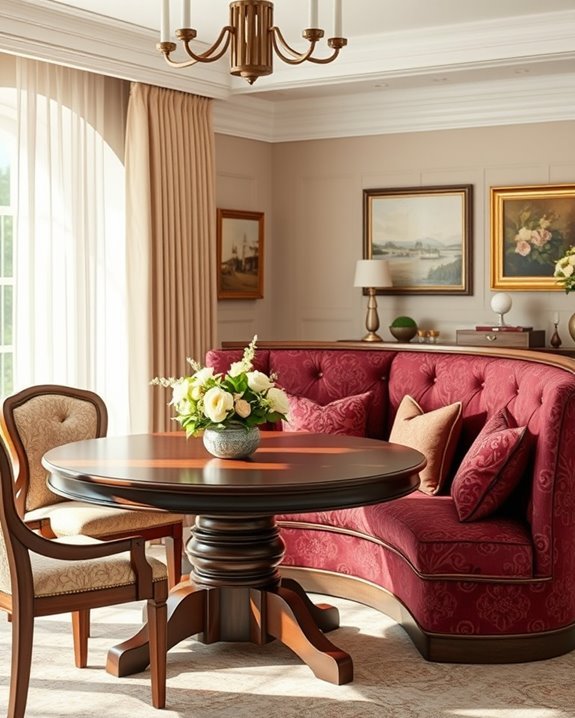 luxurious fabric dining banquette