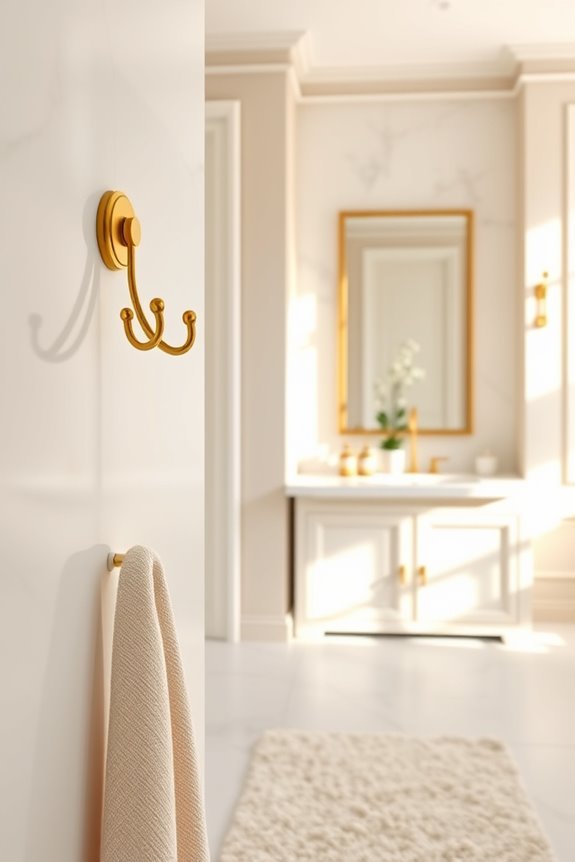luxurious gold bathrobe hooks